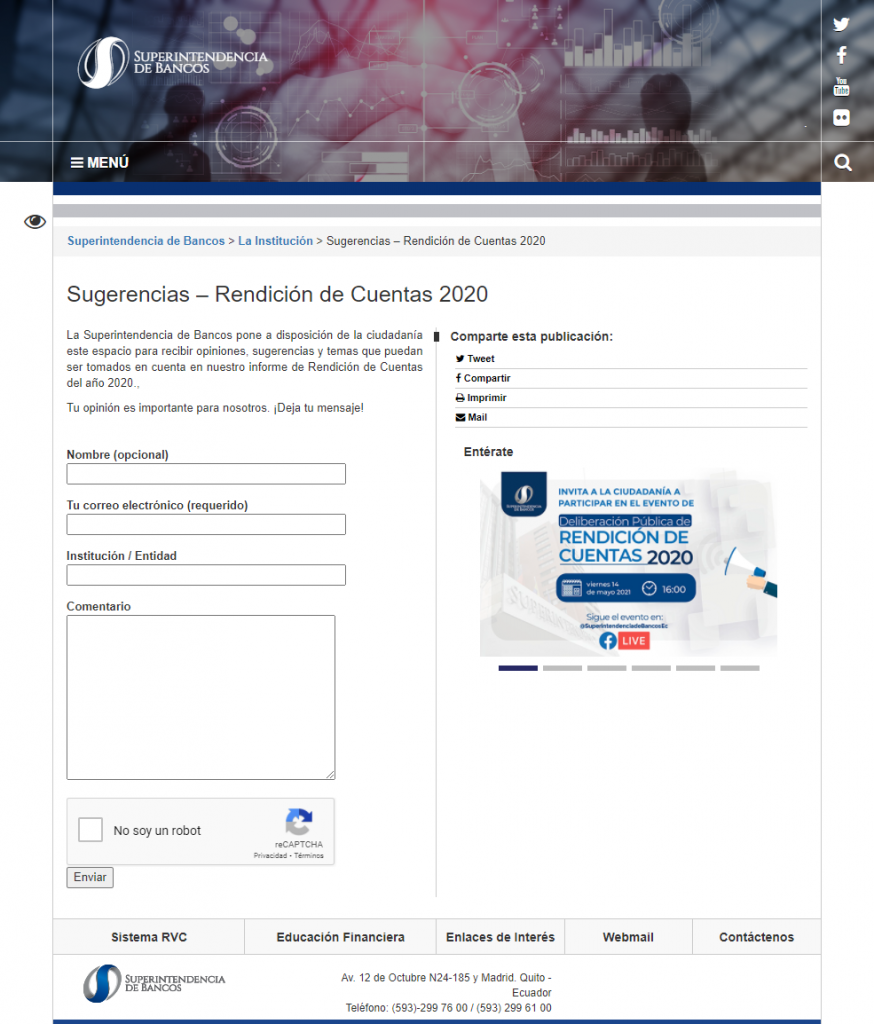 rendicion cuentas 2020 pagina sugerencias